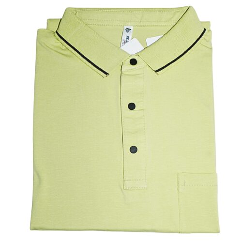 Men’s polo t-shirt with contrast collar and button placket
