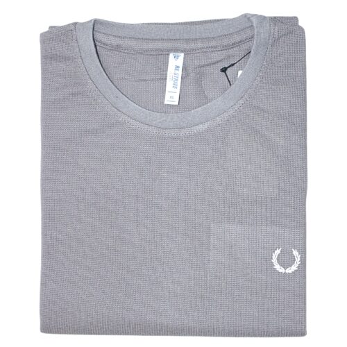 Men grey cotton crew neck t-shirt with premium textured fabric