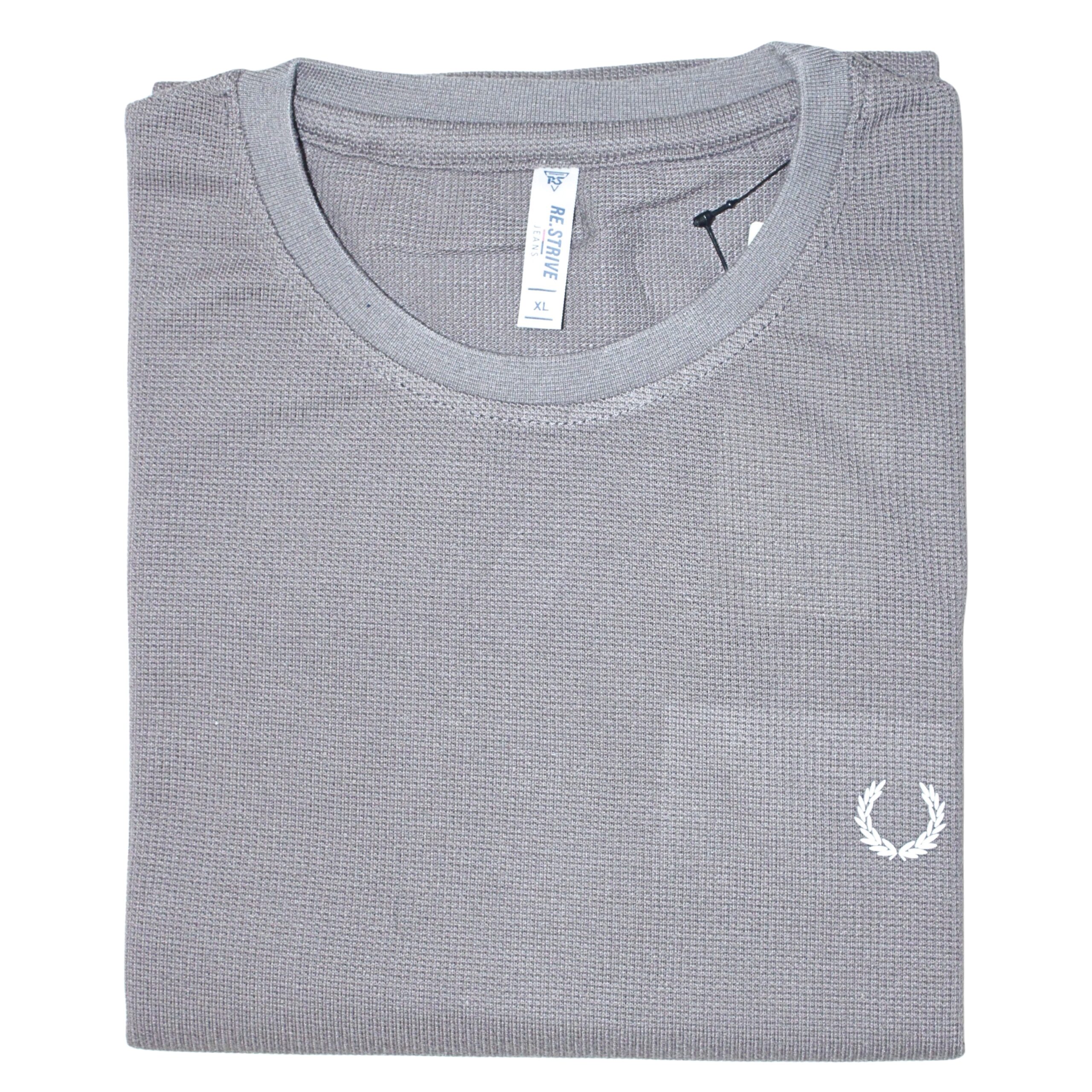 Men grey cotton crew neck t-shirt with premium textured fabric