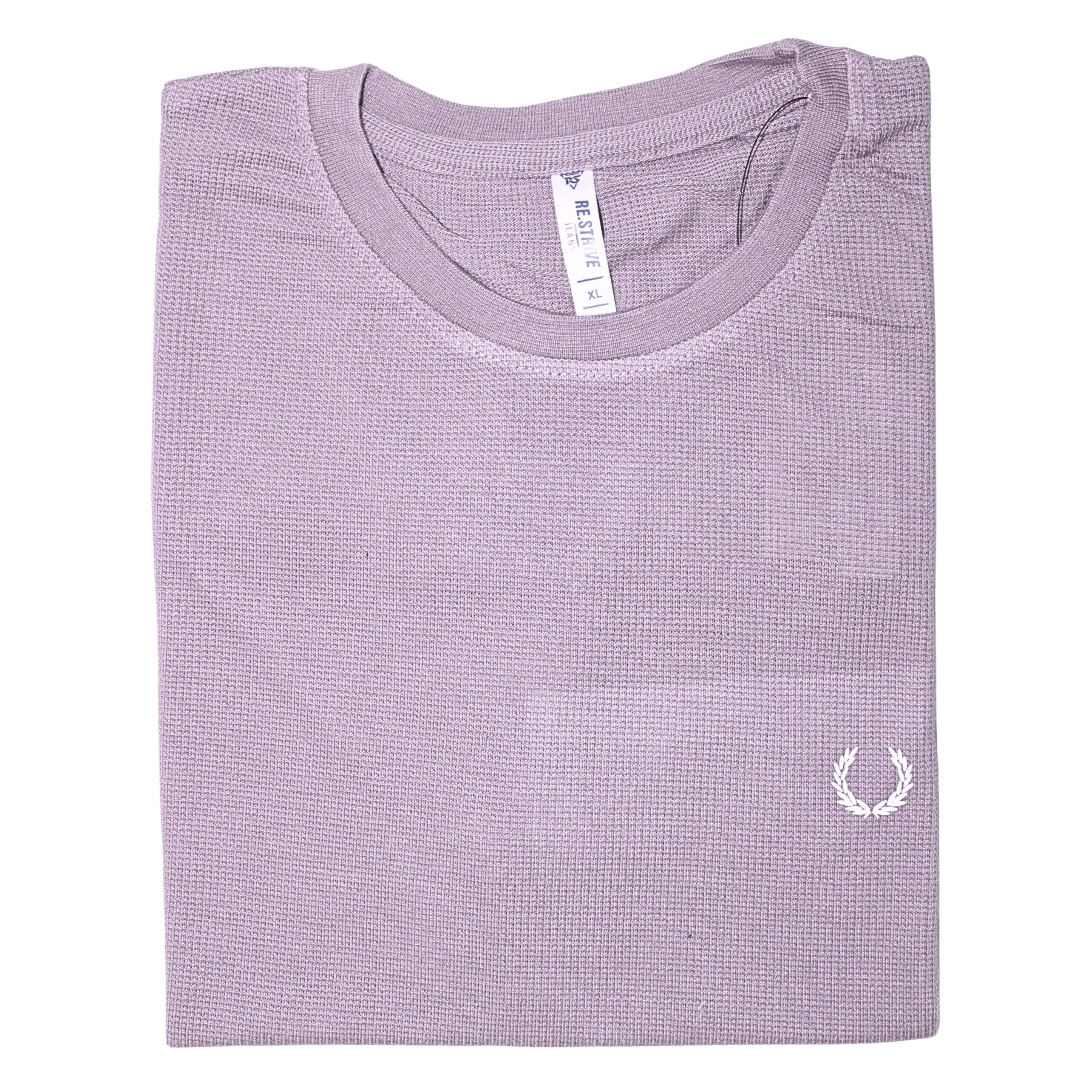 Men lavender cotton round neck t-shirt regular fit textured knit