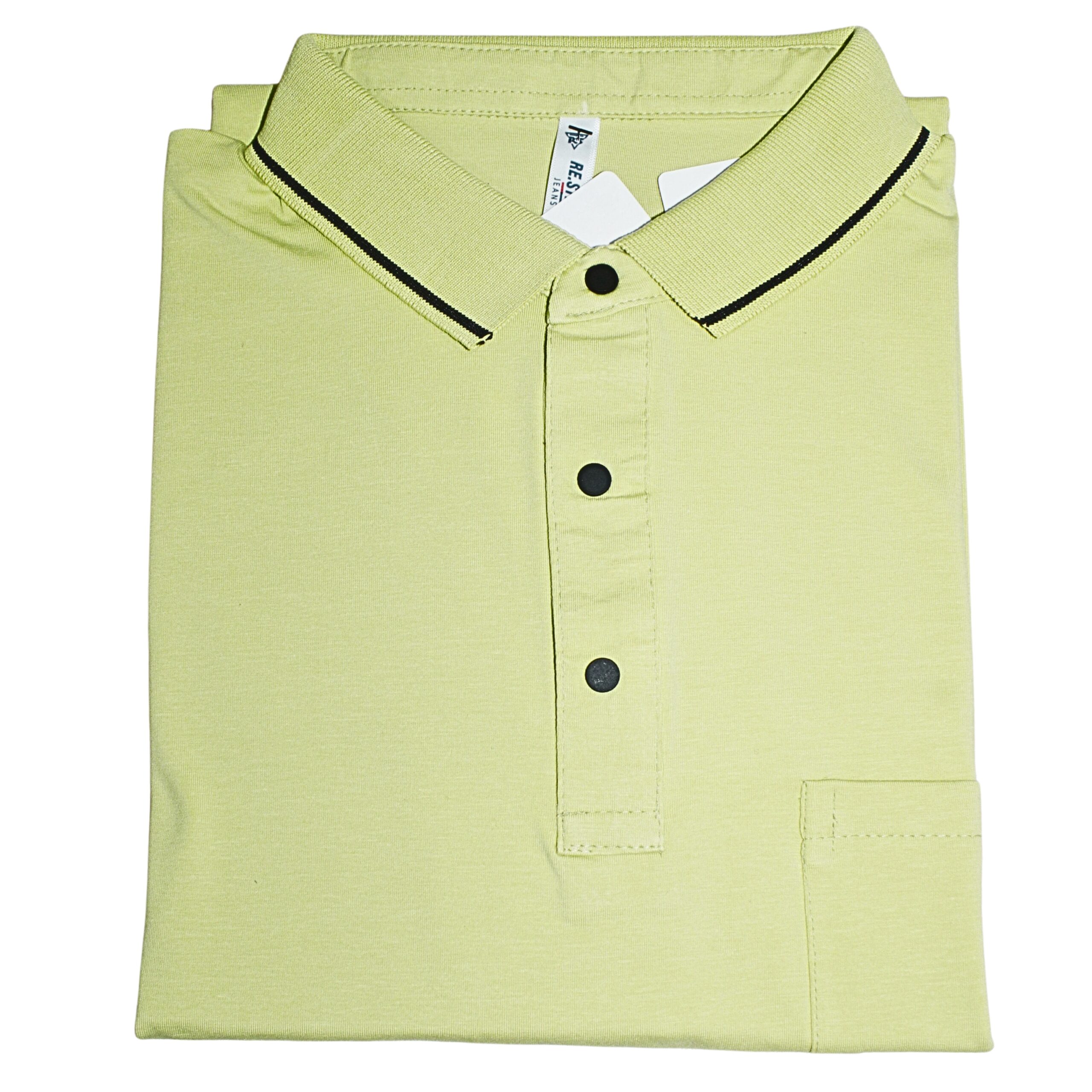 Men light green polo t-shirt with pocket cotton casual wear
