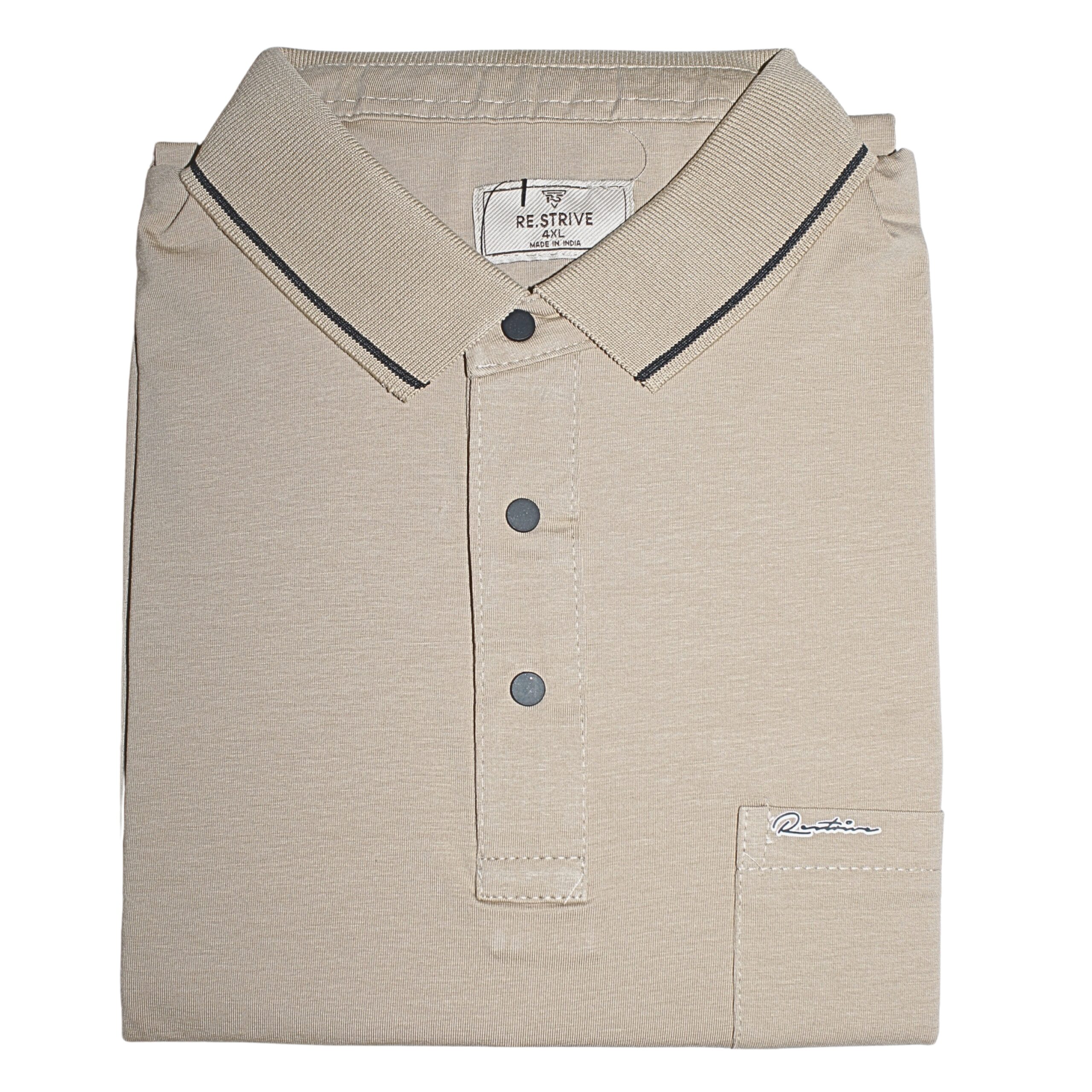 Men light brown polo t-shirt with pocket cotton casual wear