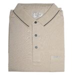 Men beige polo t-shirt with pocket cotton casual wear