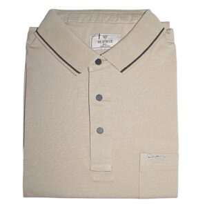 Men beige polo t-shirt with pocket cotton casual wear