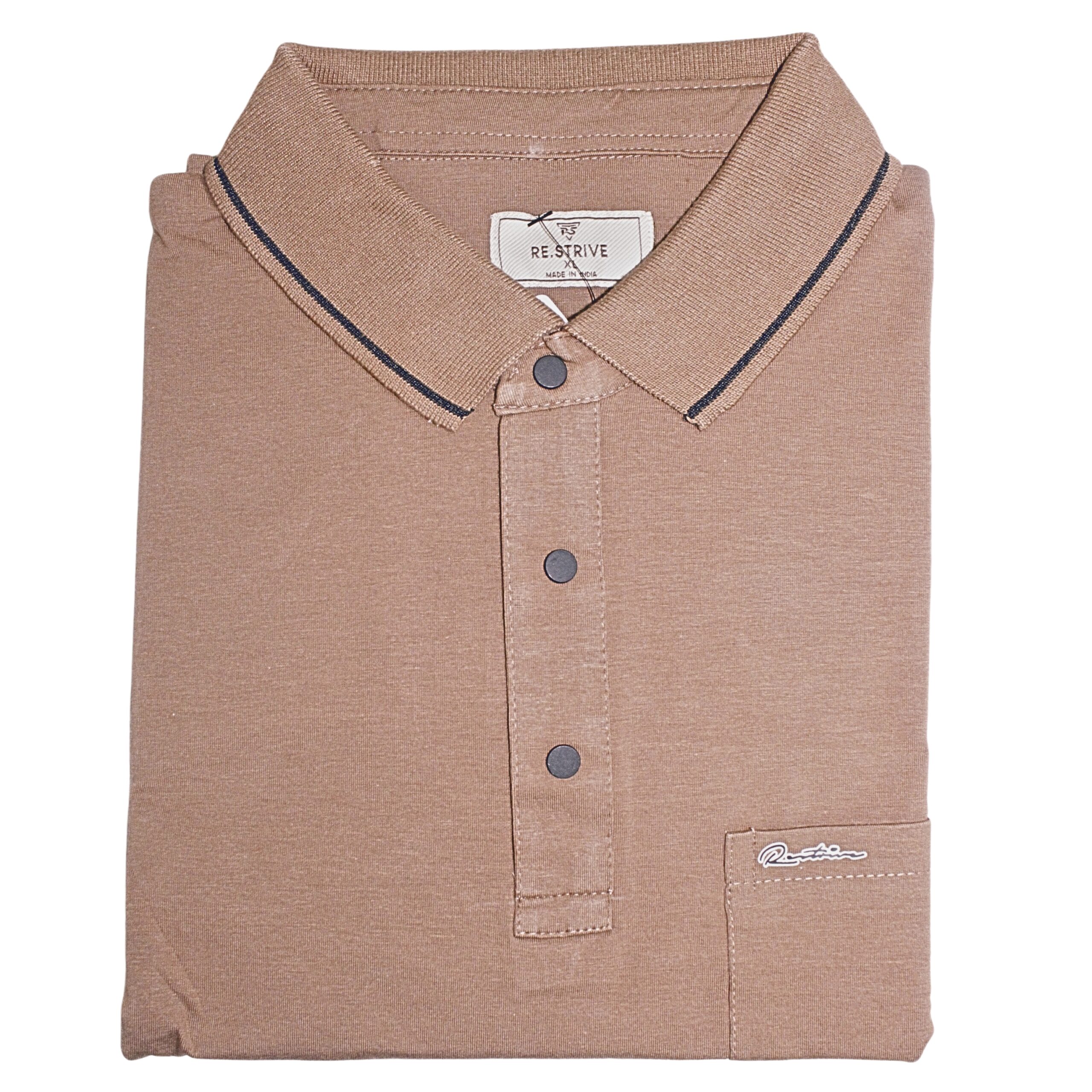 Men brown polo t-shirt with pocket cotton casual wear