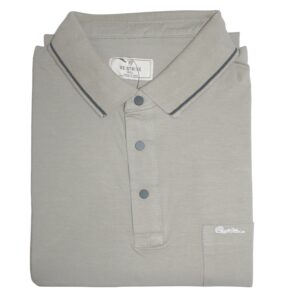 Men light grey polo t-shirt with pocket cotton casual wear