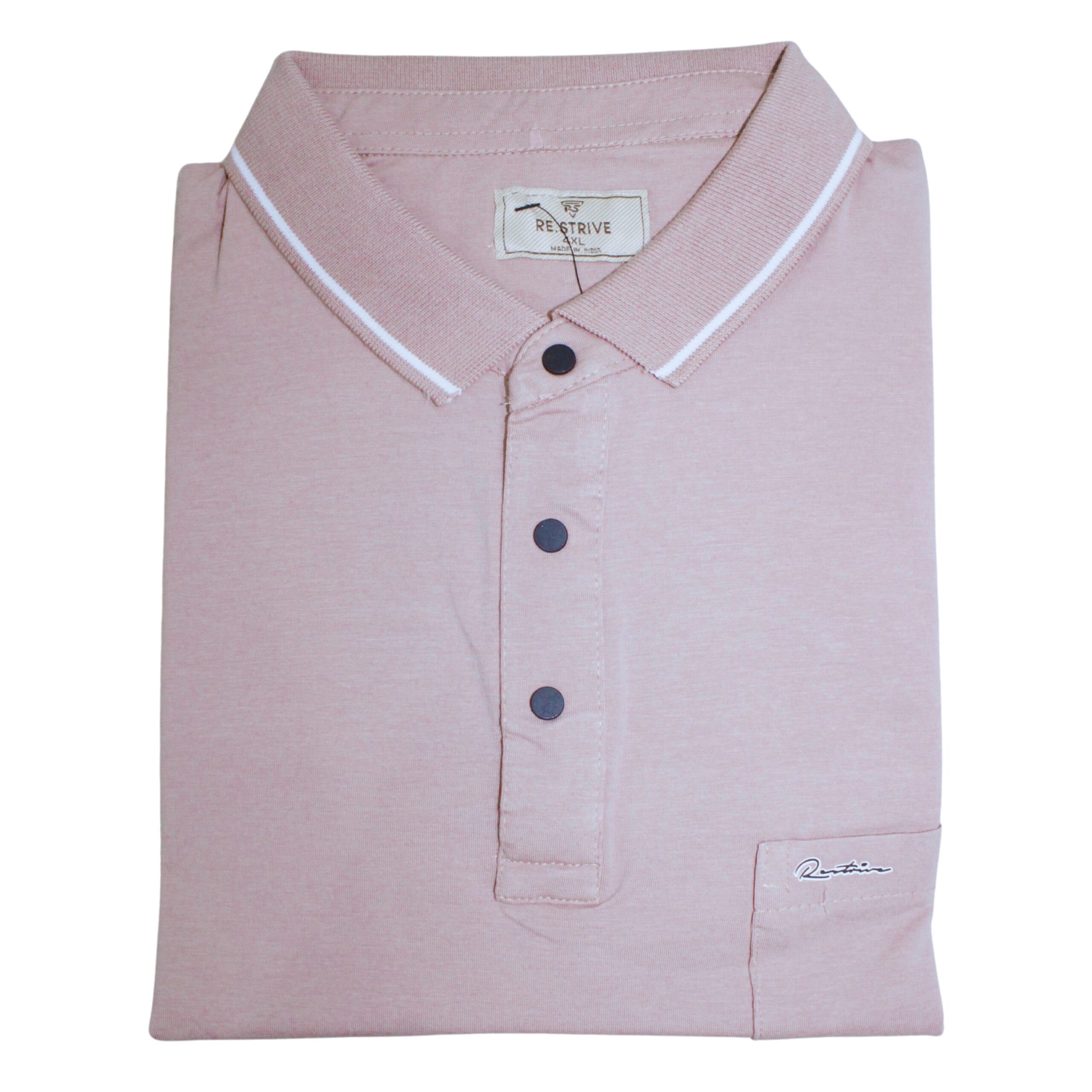 Men light pink polo t-shirt with pocket cotton casual wear