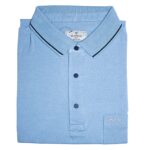 Men sky blue polo t-shirt with pocket cotton casual wear