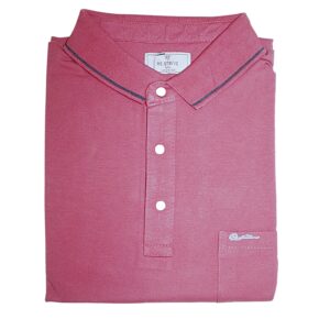 Men dark pink polo t-shirt with pocket cotton casual wear