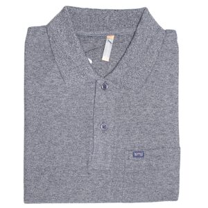 Men charcoal grey melange polo t-shirt with pocket casual wear