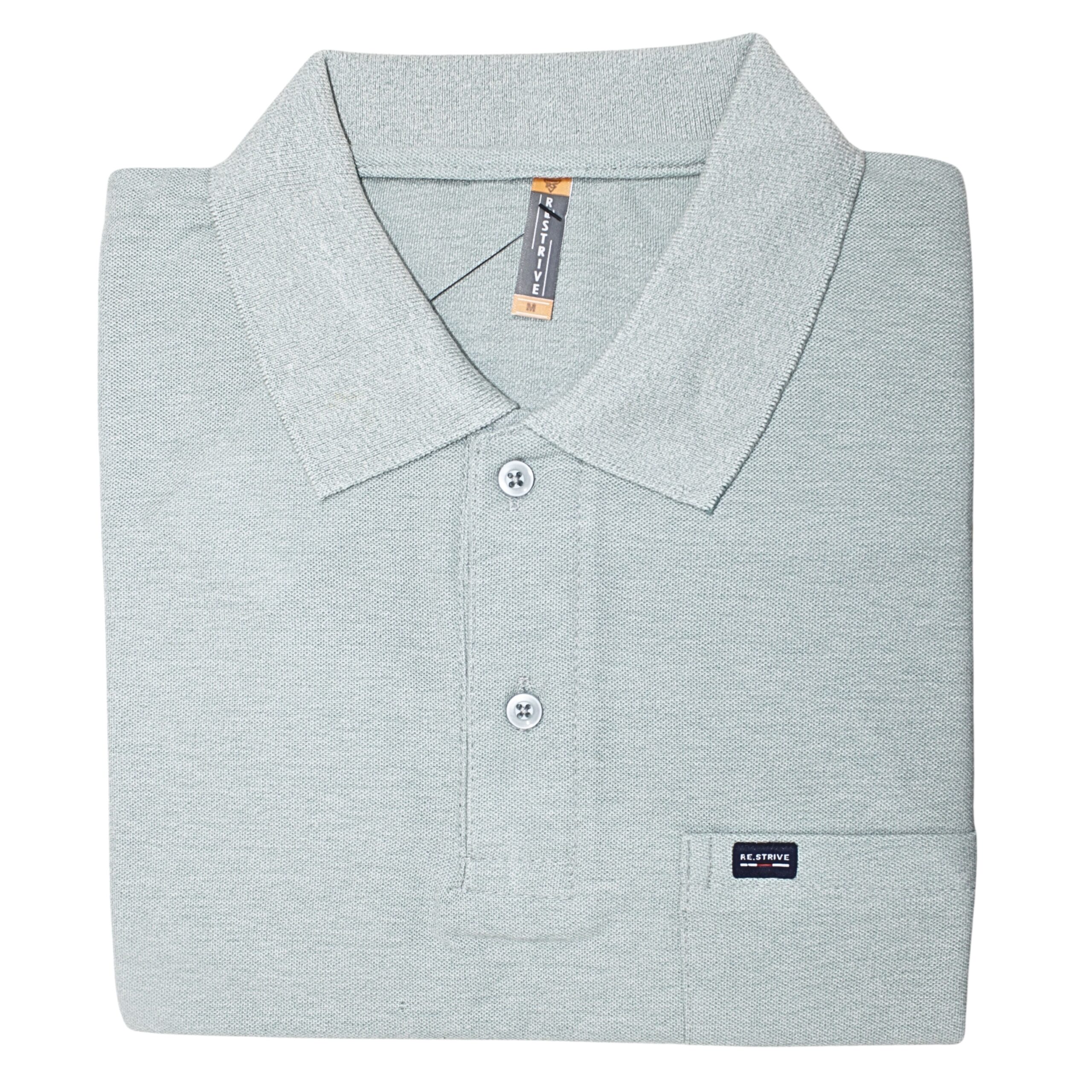 Men mint green melange polo t-shirt with pocket casual wear