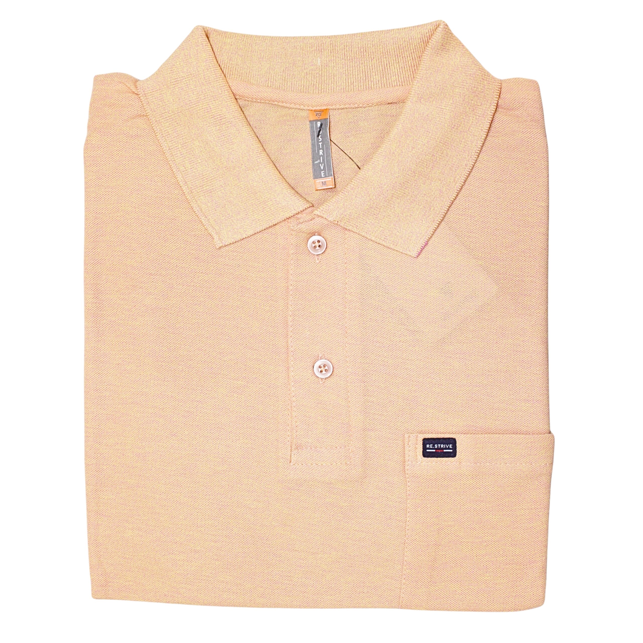 Men peach light polo t-shirt with pocket casual wear