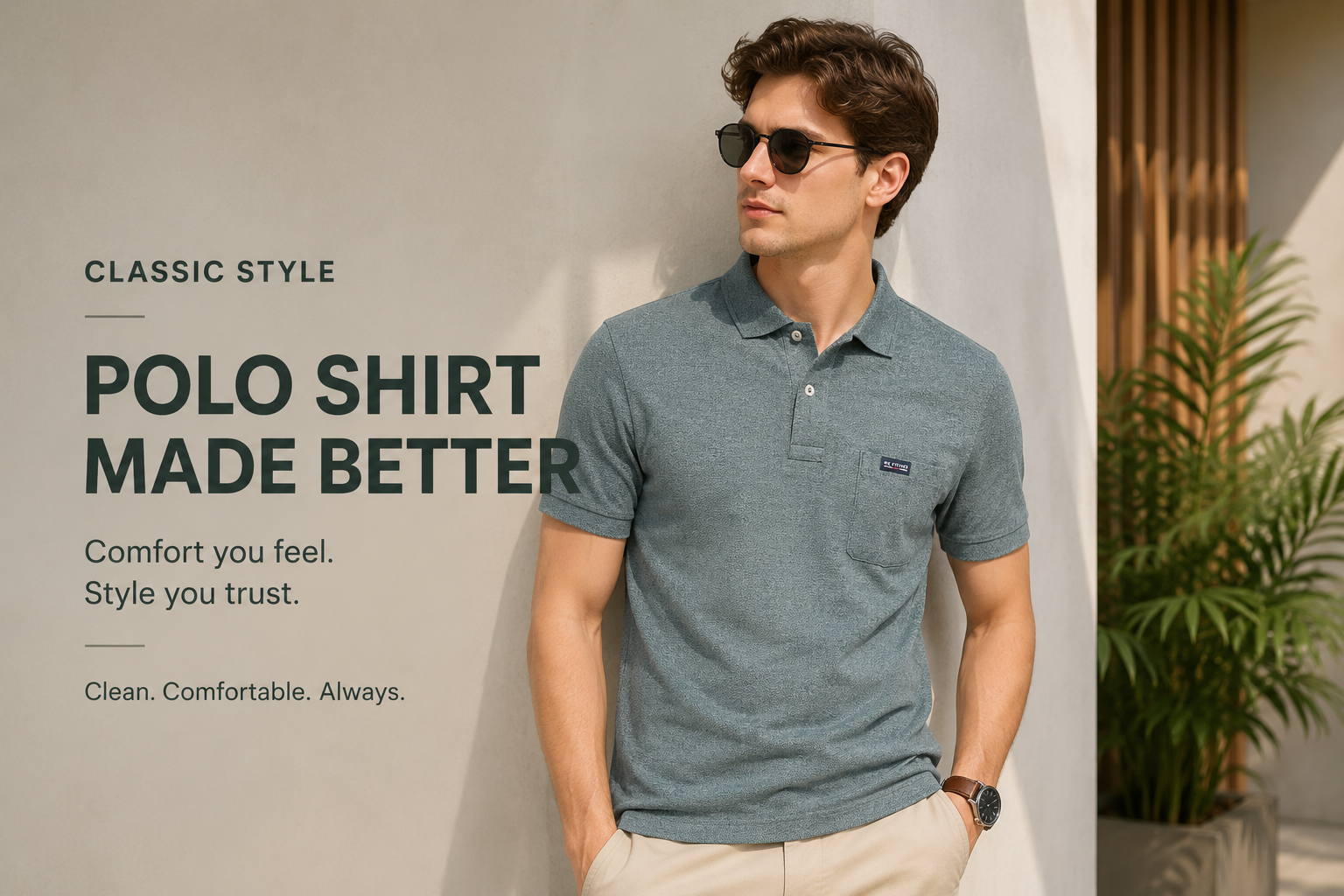 Men's Olive Green Polo T-Shirt with Pocket – Premium Casual Wear